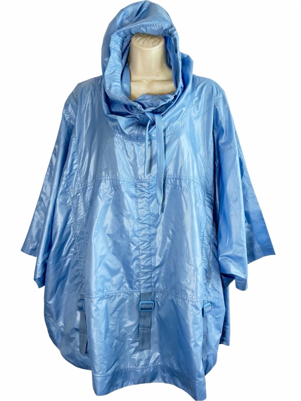 Stella McCartney X Adidas  Baby Blue Windbreaker Poncho with Pockets Hooded M - Picture 4 of 15